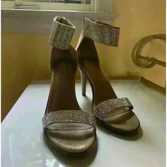 Kenneth Cole Reaction Bella Mea Rhinestone Strappy Heels Brown Size 8.5 - Picture 2 of 11